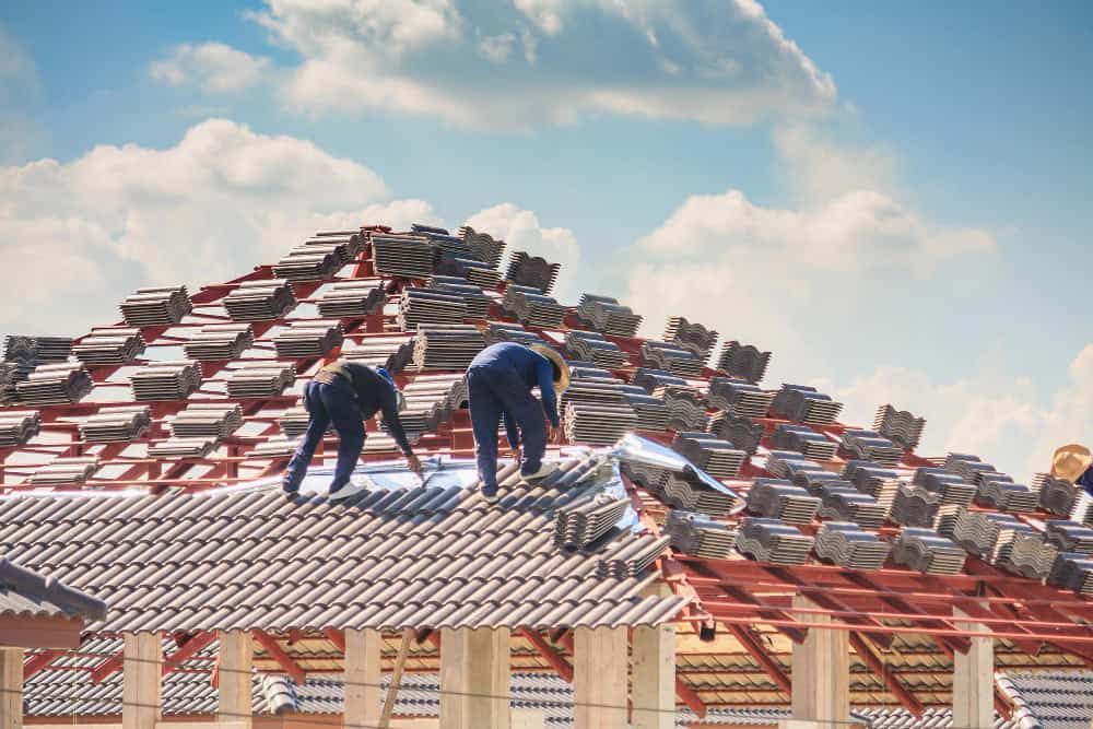 house construction roof tiles